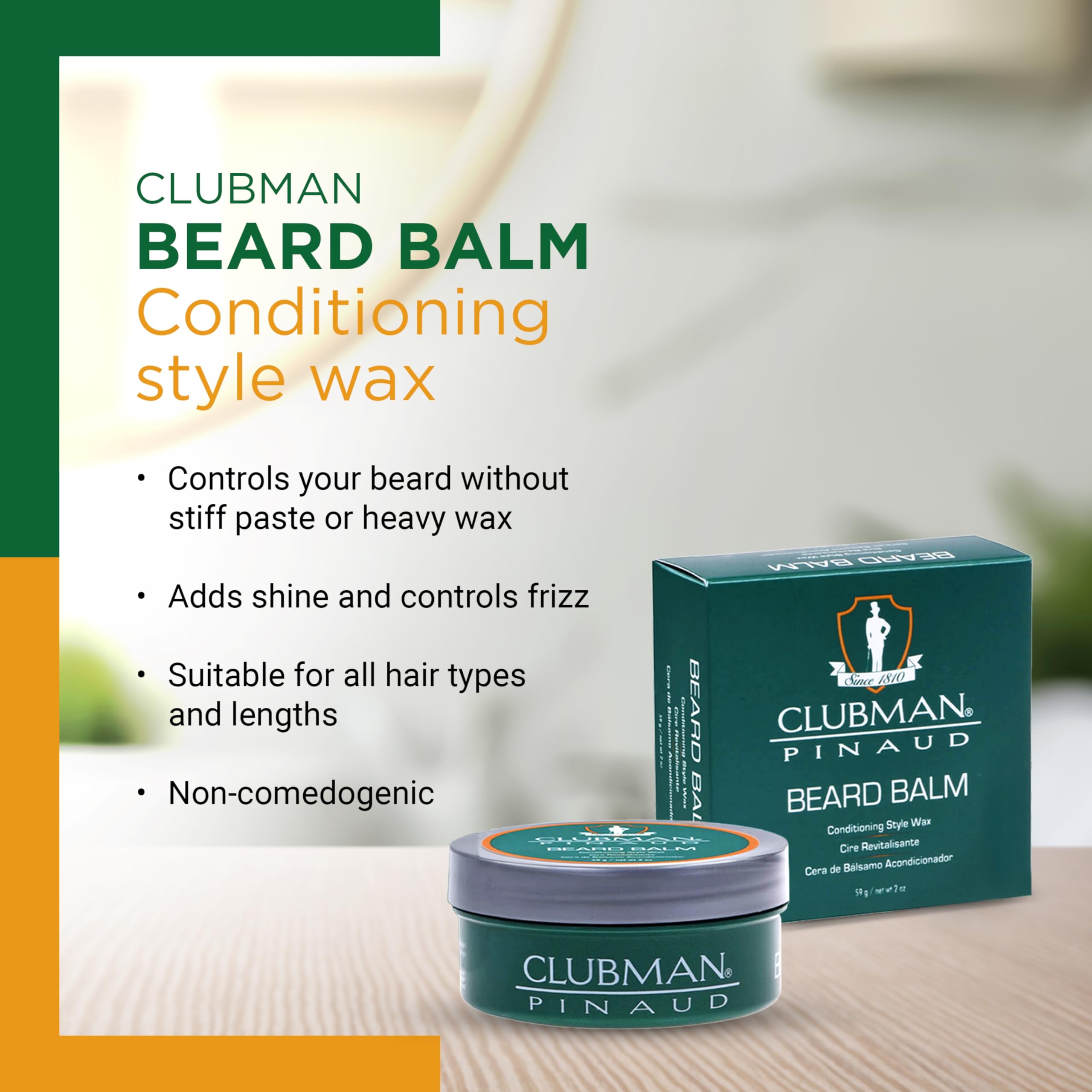 Clubman Pinaud Beard Balm – Nourishing & Conditioning Beard Balm for Men, Strong Hold, 2 oz - Image 3